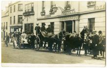 Travellers outside The Angel Abergavenny