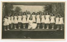 Girl dancers on stage at Red Dragon Hall, Velindre