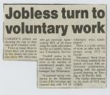 Newspaper clipping: 'Jobless turn to voluntary...