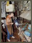 Ted Treacy in his workshop at Sea View, Laugharne.