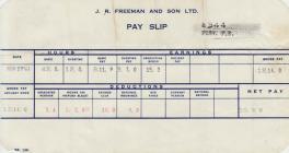 Freeman's Pay advice 27/11/64