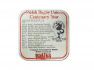 Brains Beer Mat - 1980/1981 Rugby Union Sponsor