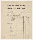 Oakwood Colliery pay slip