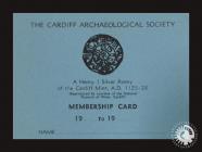 Cardiff Archaeological Society membership card,...