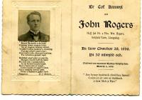 A card in memory of John Rogers, Jack Roberts'...