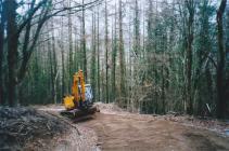 Laying the tracks in Talley Woodland.