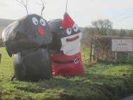 Christmas visitors to Cwmdu - sculptures by Huw...