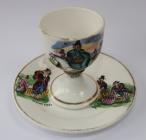 Welsh Costume china egg-cup with sacucer