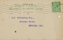 Postcard from Arthur T. Hammond to G.T. Sibbering