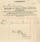 Walter Simon Auctioneer, Pembroke invoice to...