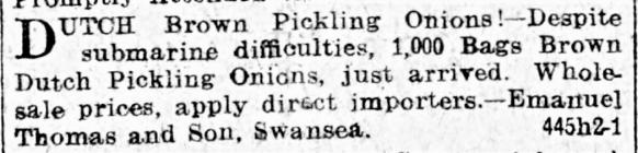 Advertisement for pickling onions (1917)