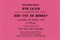 Wyn Calvin Radio Show, Cowbridge 1977 