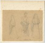 'Card mounted pencil sketch, figurative...