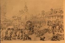 Cowbridge High St ca 1797, drawing 