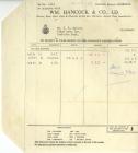 Invoice from Wm Hancock & Co., Ld Cromwell...
