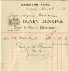 Invoice from Henry Jenkins Coal and Culm...