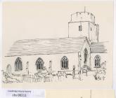 Holy Cross church, Cowbridge sketch 1980s 