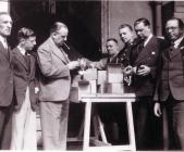 Giving out gasmasks at Neath Town Hall 1939