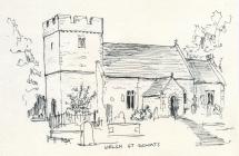 Welsh St Donats church, nr Cowbridge - sketch 