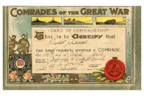 Comrade certificate, Cowbridge branch WW1 