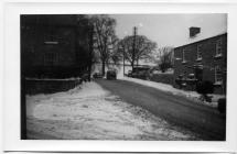 Westgate, Cowbridge, in snow late 1950s 