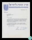 Letter from Jewish National Fund to the Hebrew...