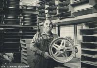 Worker at Rheola Works factory, Glynneath, 1981