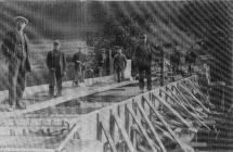 Workmen building Pont Wen over the Dyfi, 1926