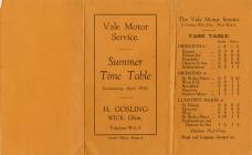 Vale Motor Service Summer Time Table