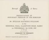 Borough of Barry, Presentation of the Honorary...