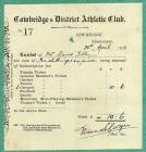 Receipt from Cowbridge athletic club 1913 