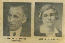 Mr and Mrs D C Watts of Cowbridge ca 1936 