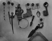 Black and white photograph of artefacts