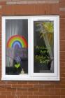 Rainbow drawing in window during the Covid 19...