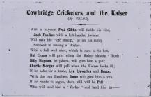 Cowbridge cricketers poem 1914