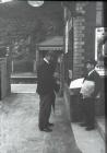 Newspaper seller, Usk Railway Station early 1900 