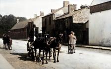 Maryport Street, Usk, early 1900 - colourised