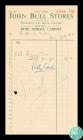 Receipt from John Bull Stores, Burt Street,...