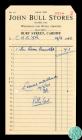 Receipt from John Bull Stores, Burt Street,...