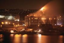 Barry Dock Offices on fire 1984 Photo 2