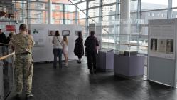 Women war and peace display cases in the senedd 