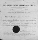 A share certificate for The Central Motor...