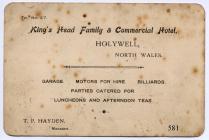 King’s Head business card, Holywell