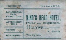 King’s Head, Holywell advertisement, 1915