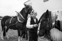 “Roger Smith with horses Betsy and Alfie prior...