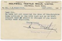 Holywell Textile Mills document, 1918
