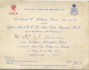 Invitation to 1940 Anti Tank Regiment dance.