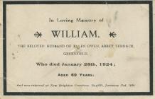 Mourning card William Owen.