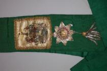 Sash No.2 (Green) detail, part of regalia of...