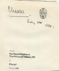 Signature of H.R.H. Charles, Prince of Wales